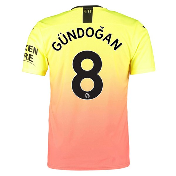 Camiseta Manchester City NO.8 Gundogan Tercera equipación 2019-2020 Naranja